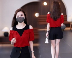 露肩假兩件襯衫