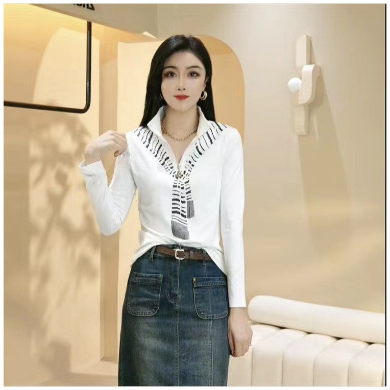 拉鏈翻領長袖衫