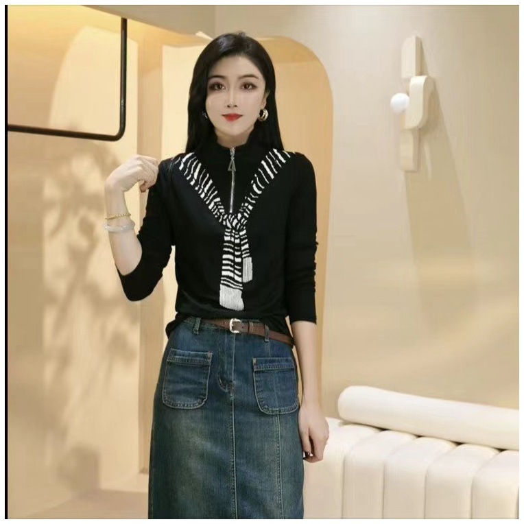 拉鏈翻領長袖衫